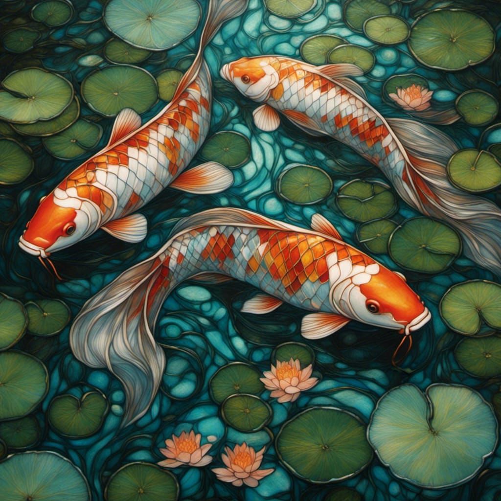 Koi Fish in a Pond