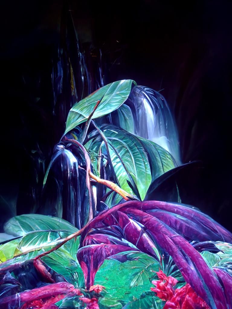 Exotic Jungle Scene with Alien Flora in Hyperrealism