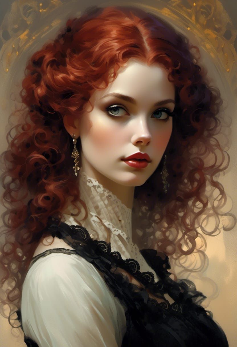 Rococo Lady in Velvet and Lace Portrait