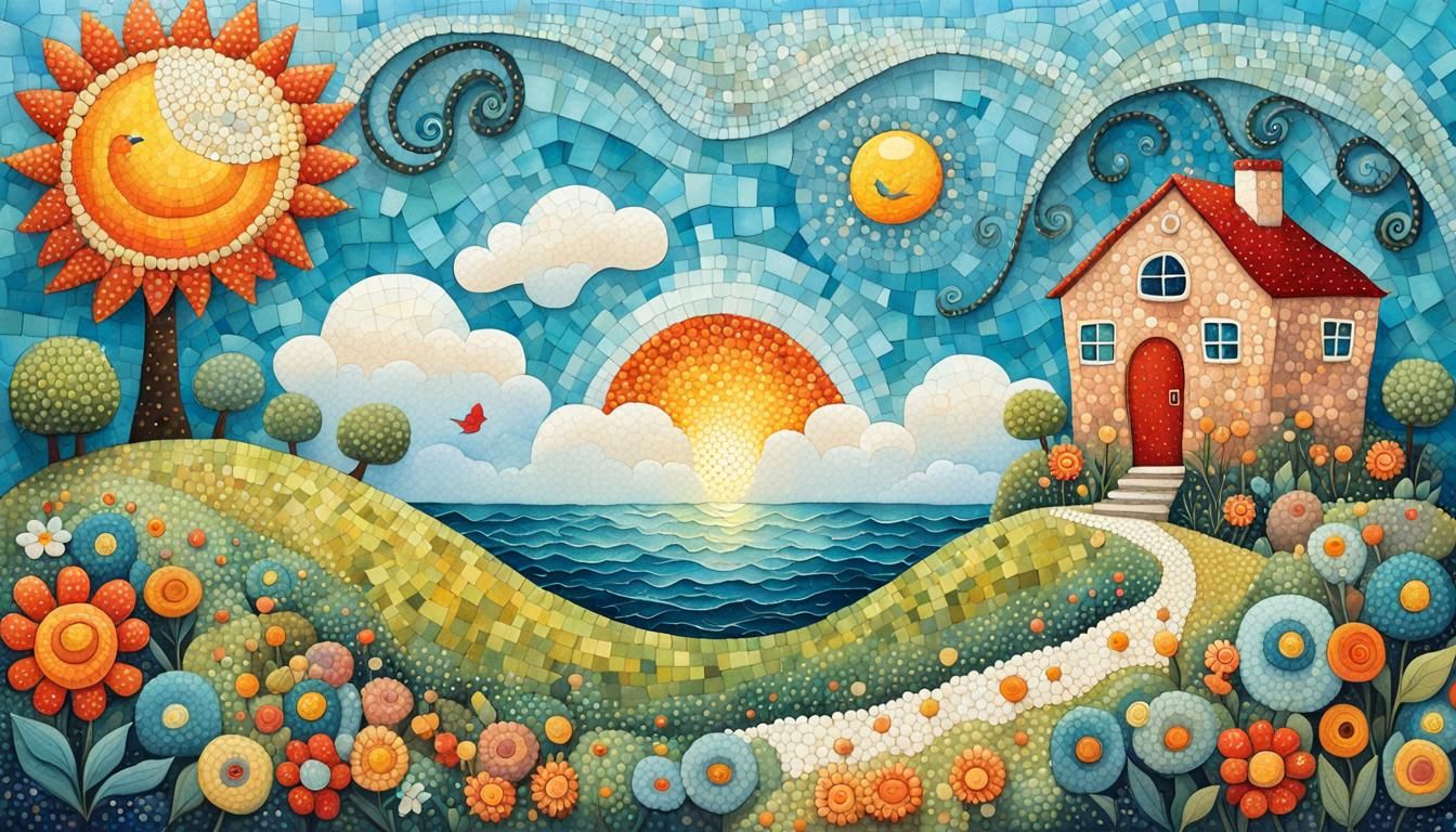 Charming Naive Art Illustration of Babies in Forest