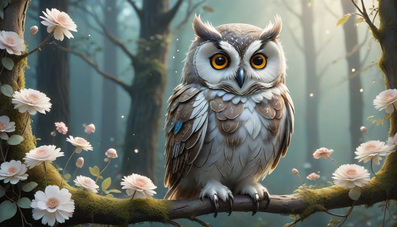 Whimsical Owl in Imperial Fantasy Setting