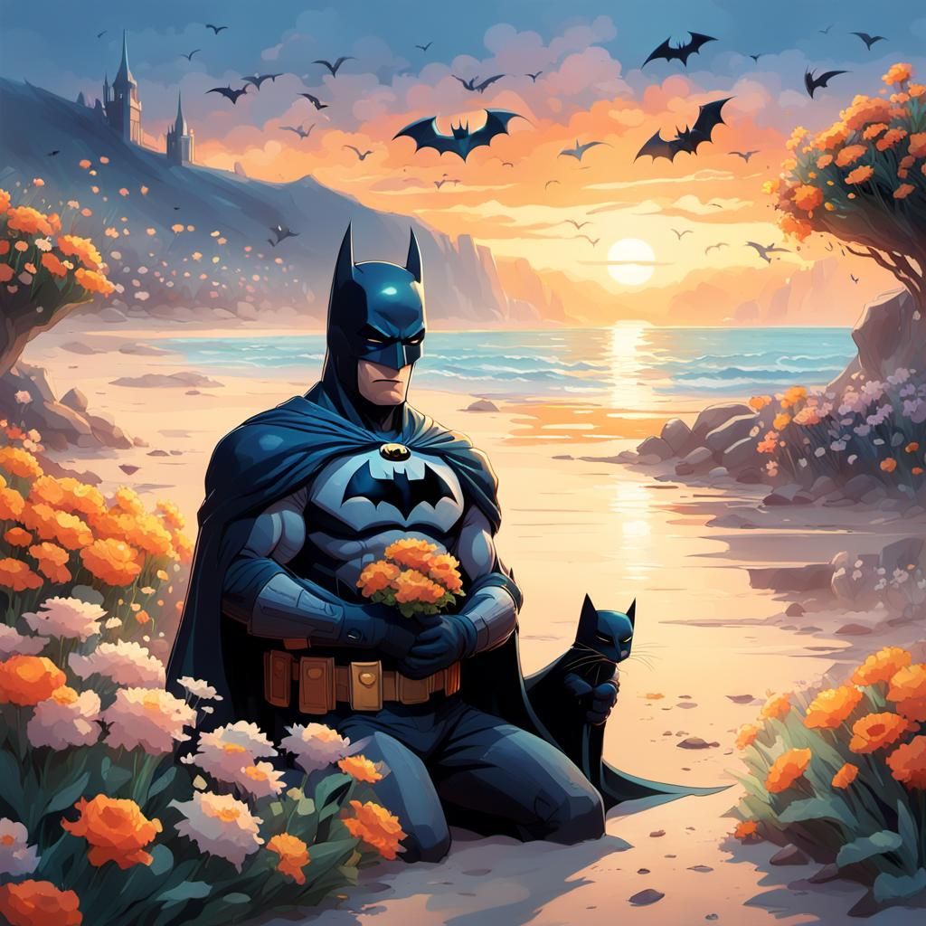 Batman and Cat at Sunrise: Fantasy Concept Art