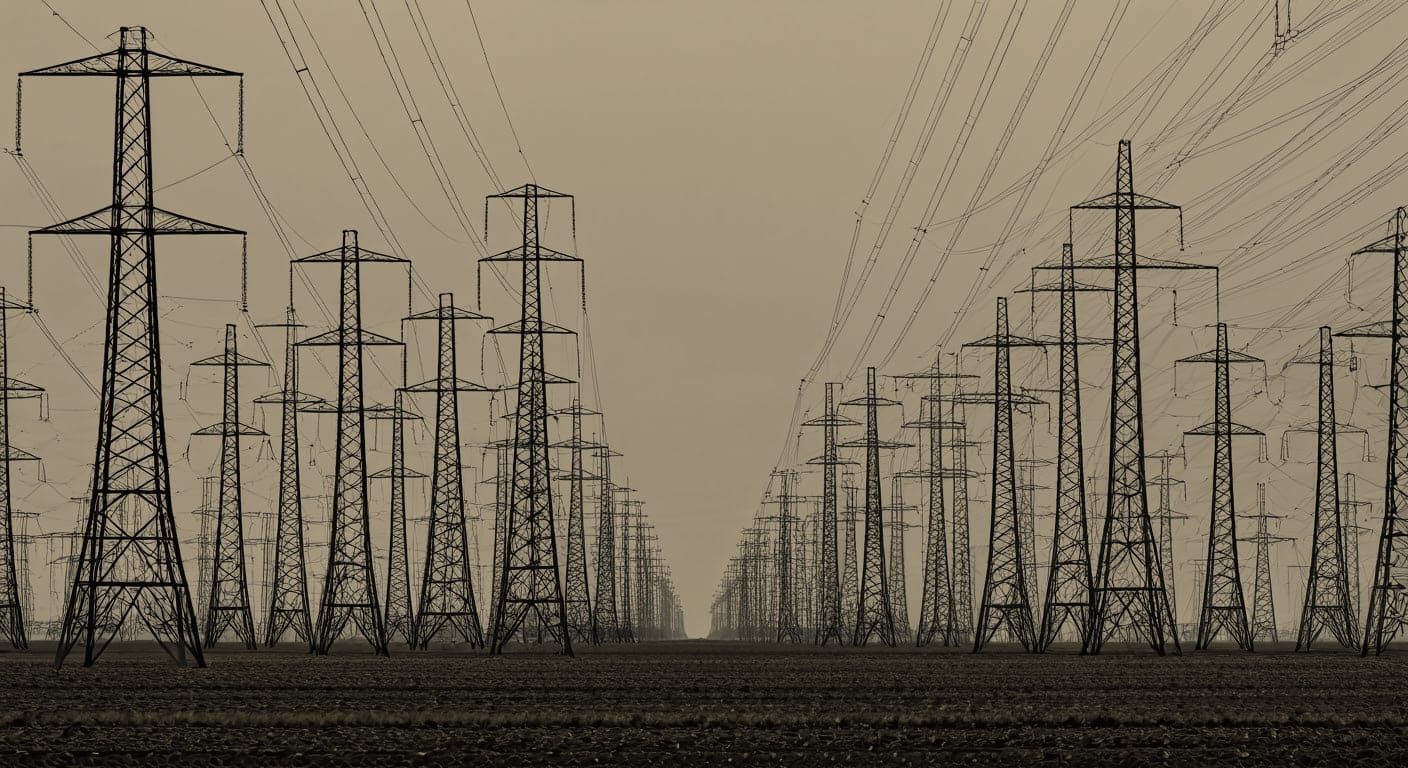 High-Voltage Pylons in an Electric Wasteland
