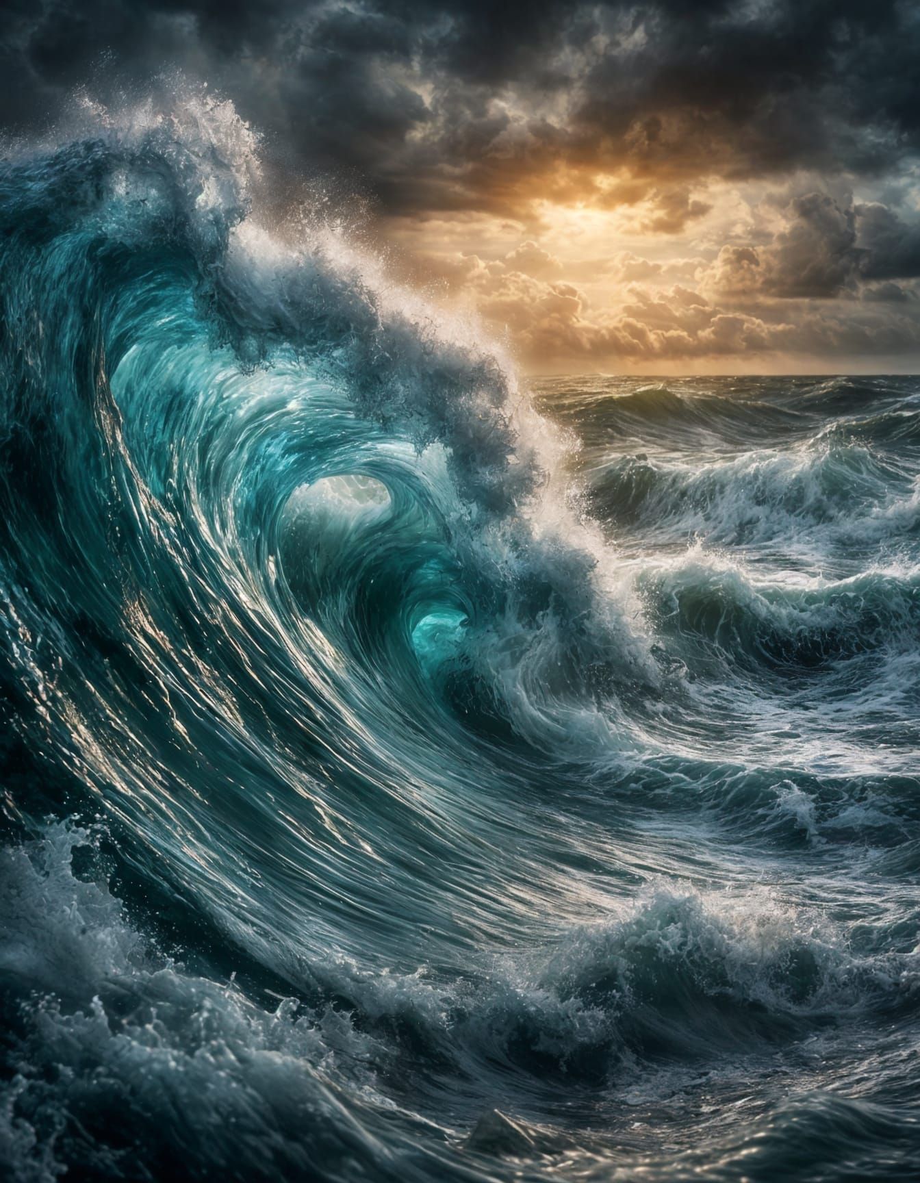 Miniature Storm in Glass: A Hyperrealistic Sea