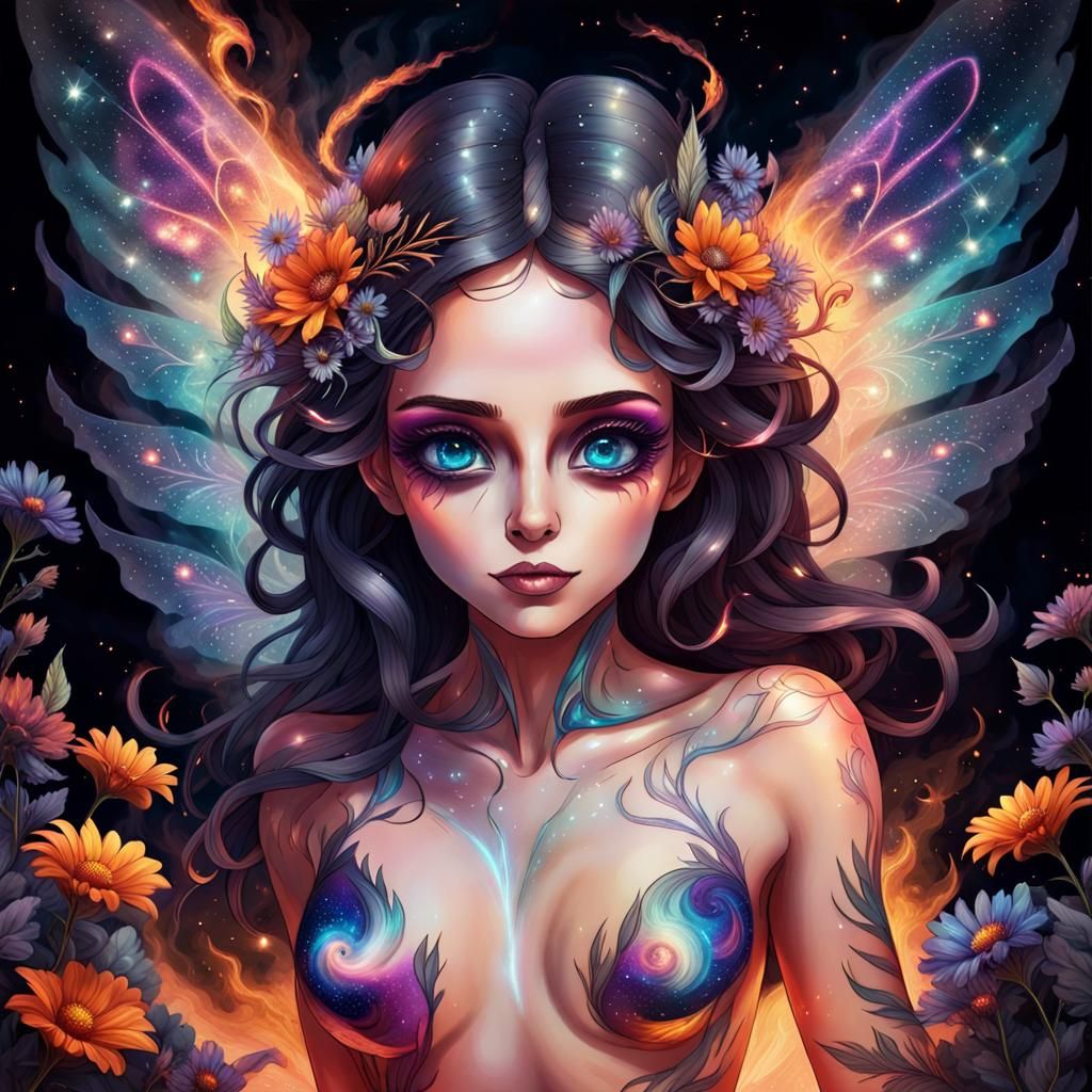 Cosmic Shadow Fae with Iridescent Wings