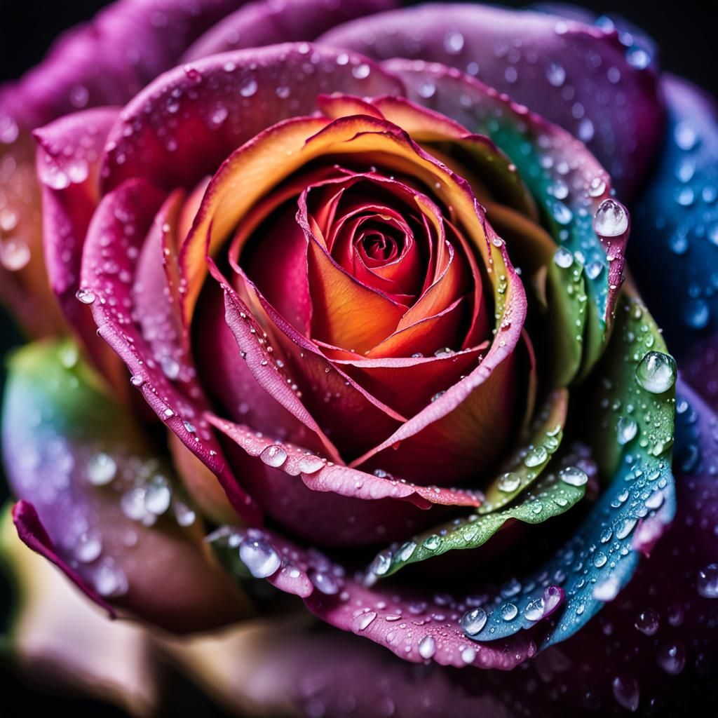 Macro Photograph of a Rainbow Rose