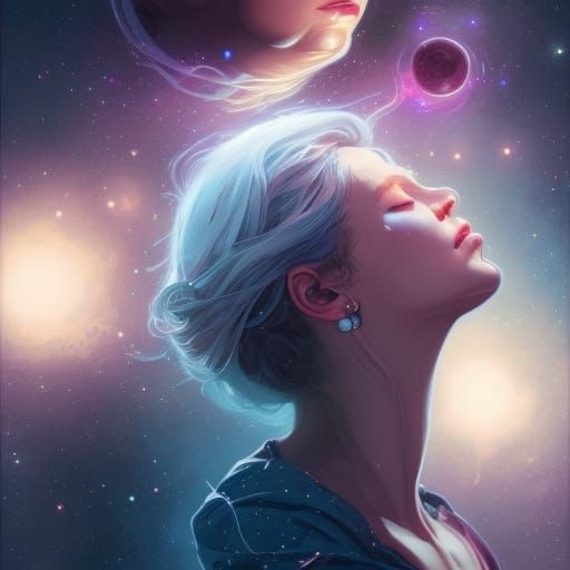 Galactic Woman Portrait in Hyperdetailed Digital Art