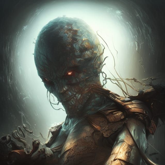 Dark Fantasy Face in the Darkness, Hyperrealistic Digital Ar...