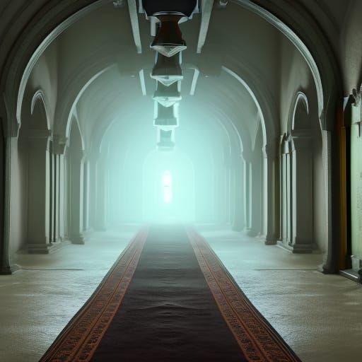 Infinite Hallway in Detailed Matte Painting Style