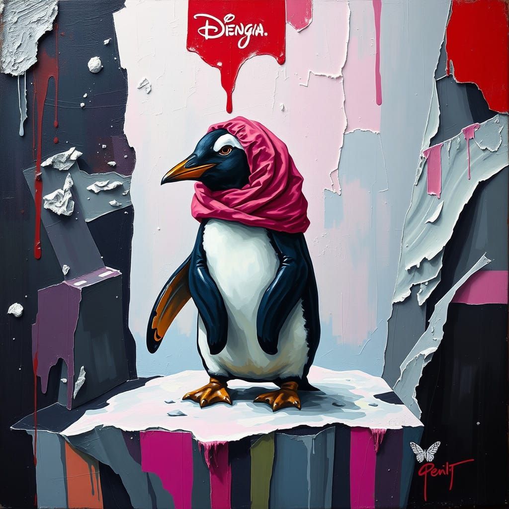 Chibi Yogi Penguin in Downward Dog Pose