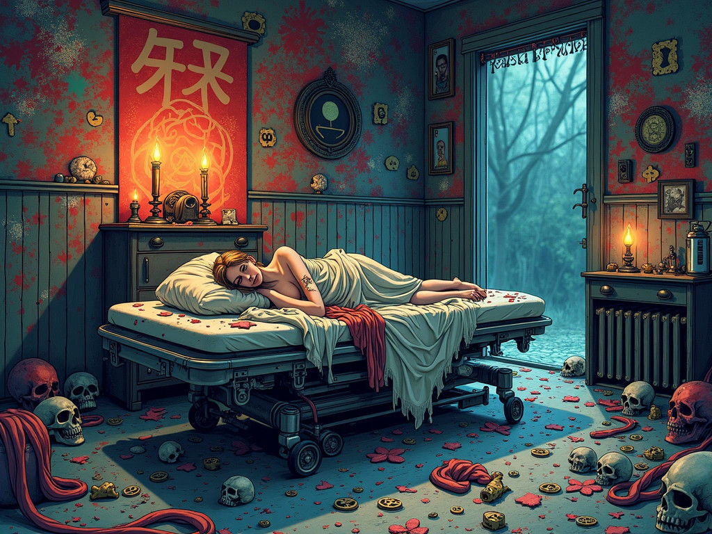 Mystical Revival: A Mostly Dead Friend in Street Art Style