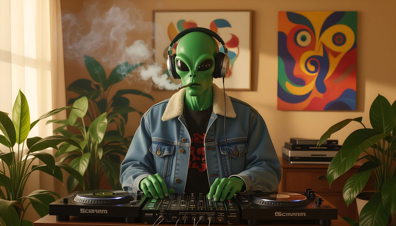 Lo-Fi Alien DJ Mixing Music