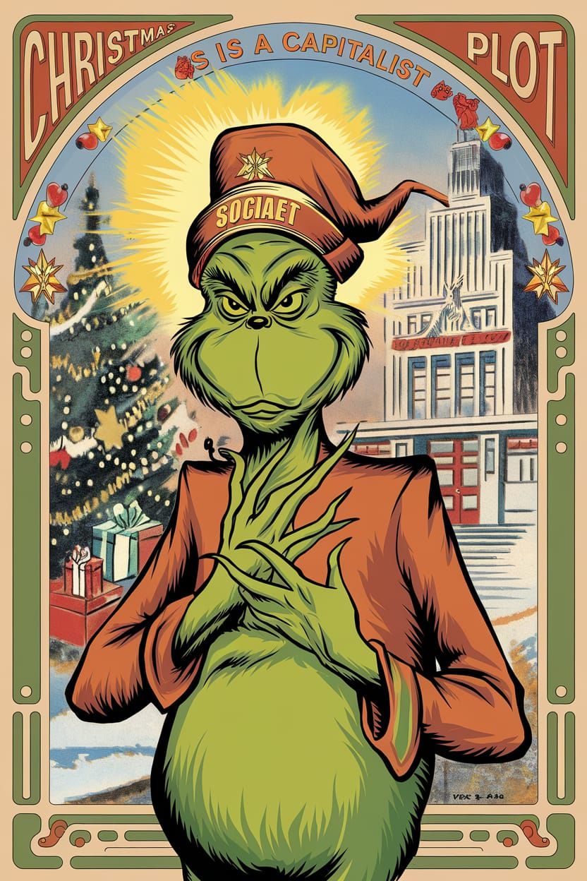 Communist Art Nouveau Grinch Celebrates Anti-Capitalist Chri...