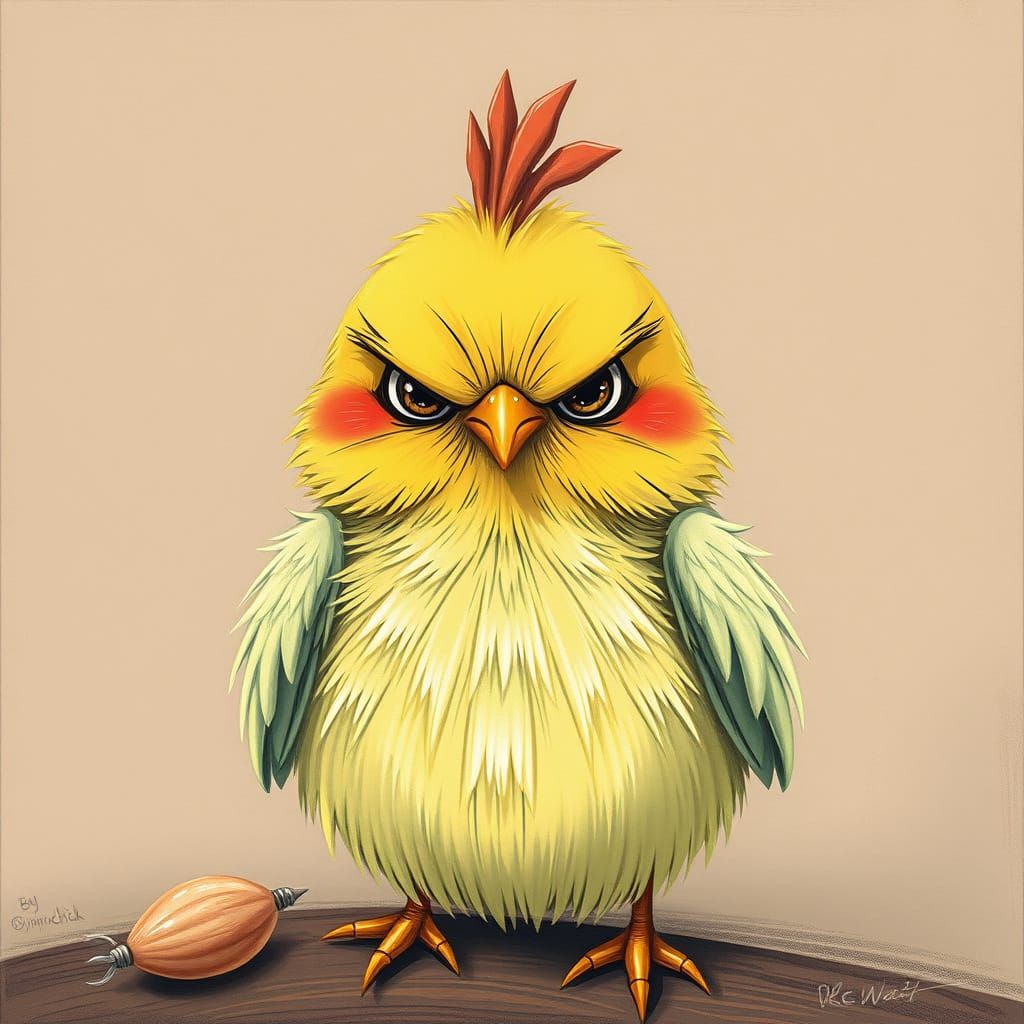 Image of a Singular Grumpy Chick