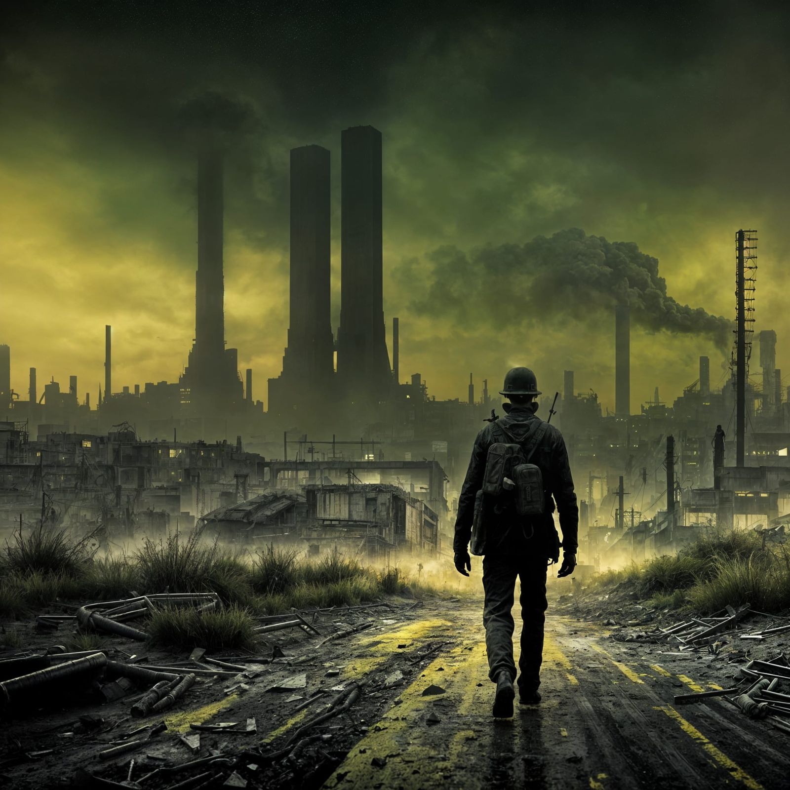 Dystopian Wasteland with Acid Rain