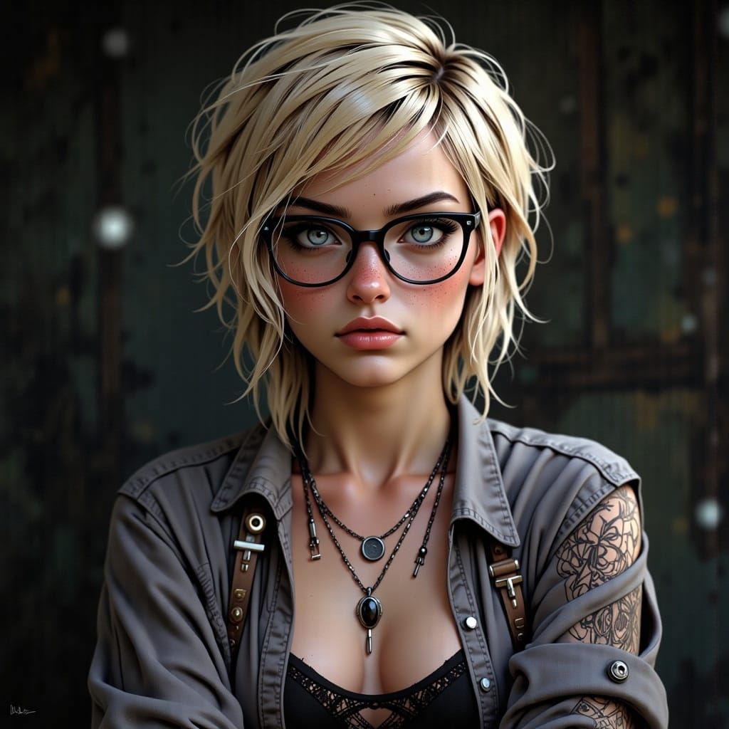 Honey-Blonde Woman with Purple Eyes, Digital Art