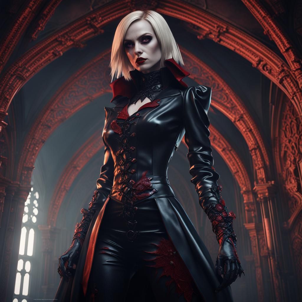 Susan Wayland as Gothic Vampire in Latex Outfit