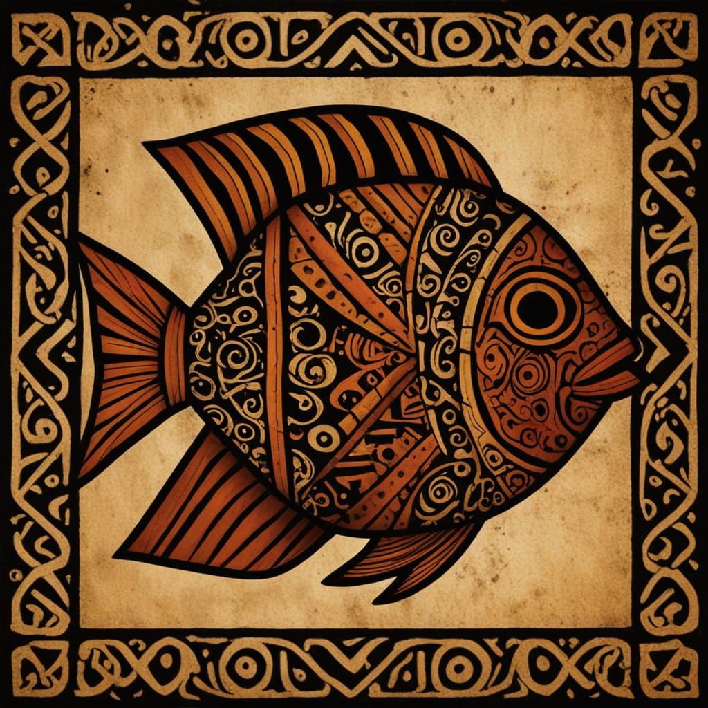 Vibrant Fish in Kuba Style Art