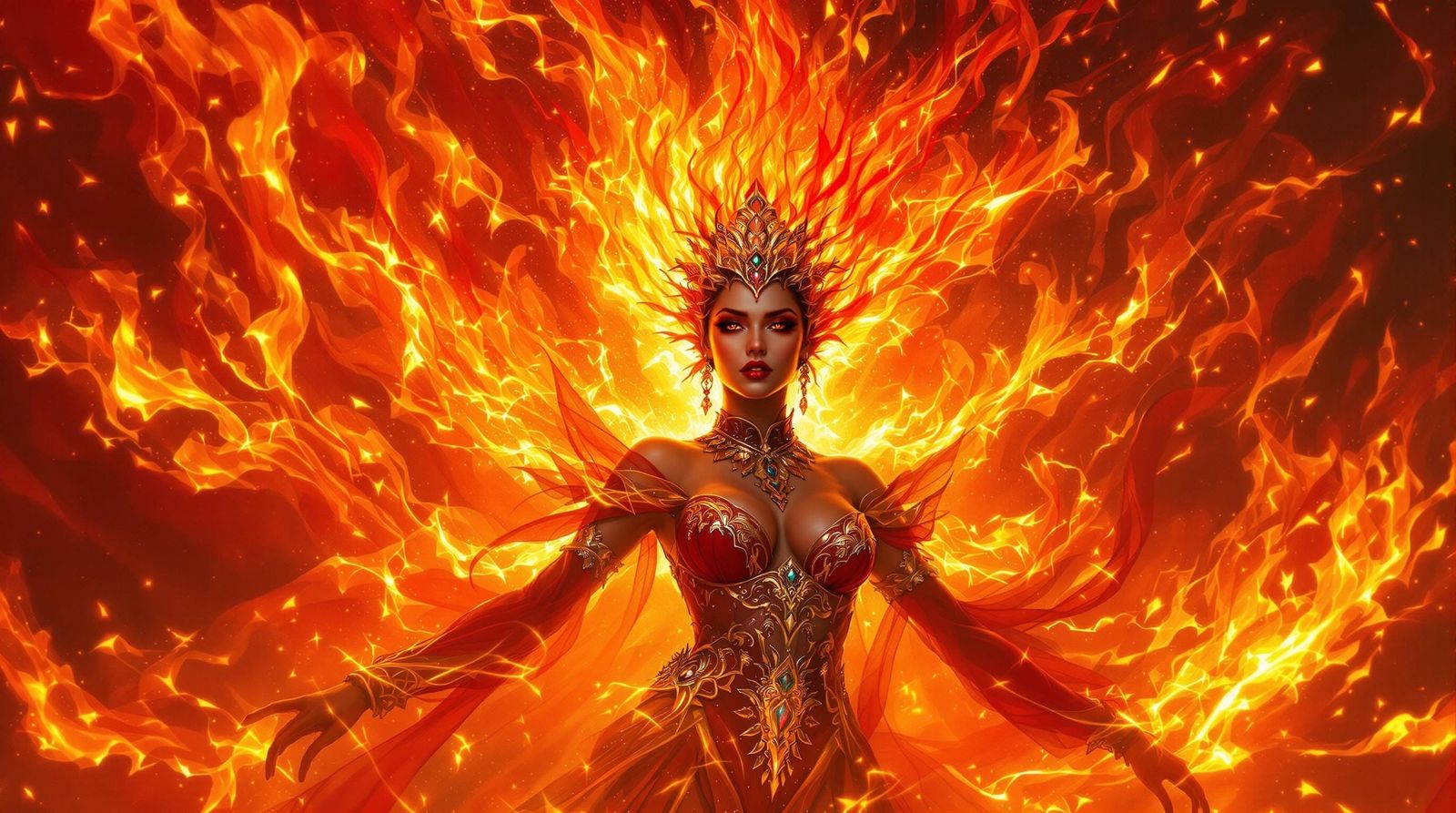 Fiery Embodiment of Cunning Rhetoric in Digital Art Style