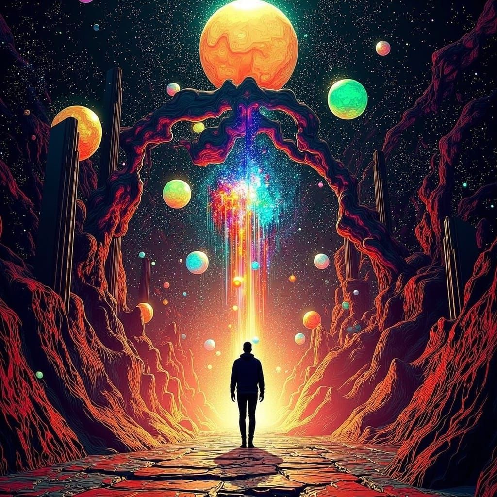 Interdimensional Cosmic Portal in Pop Art Style