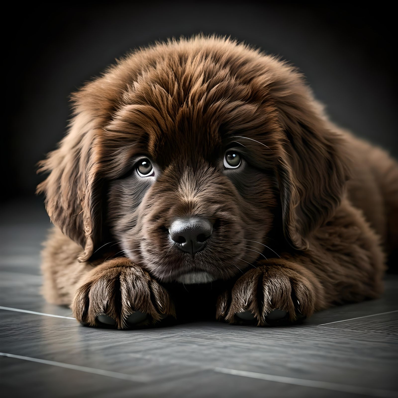 Detailed Macro Portrait of Newfoundland Puppy