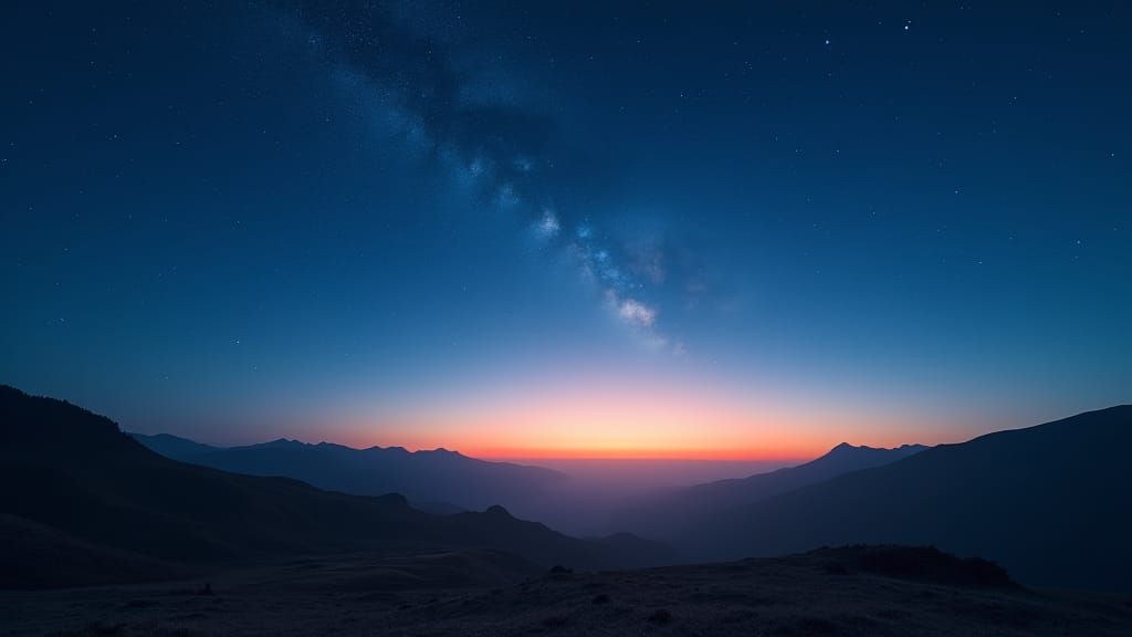 Tranquil Dawn Landscape with Twinkling Stars