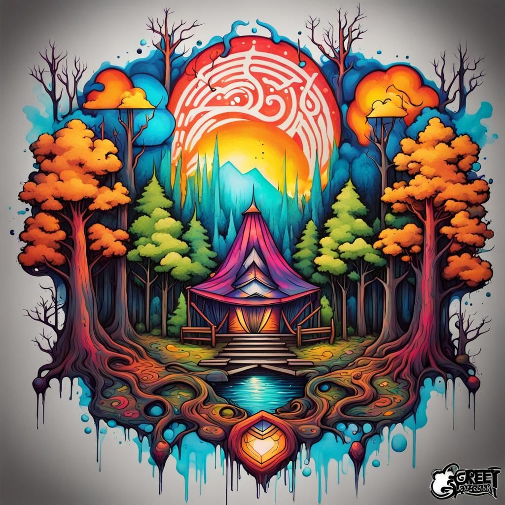 Electric Forest Tattoo Designs in Graffiti Art Style