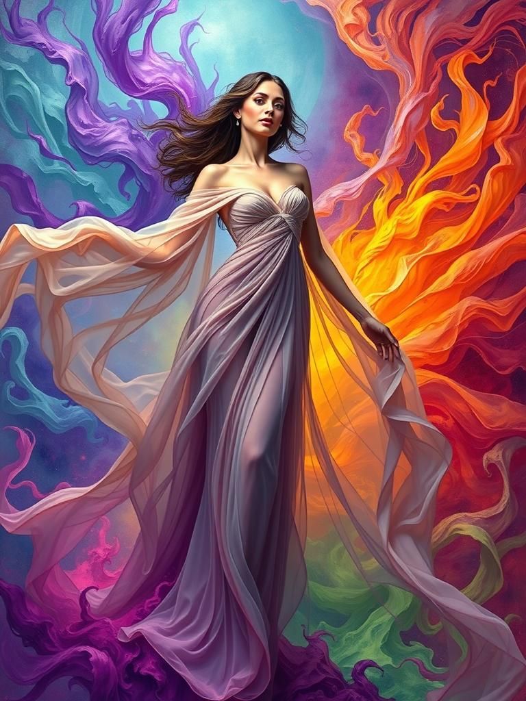 ethereal rainbow of colors portrait