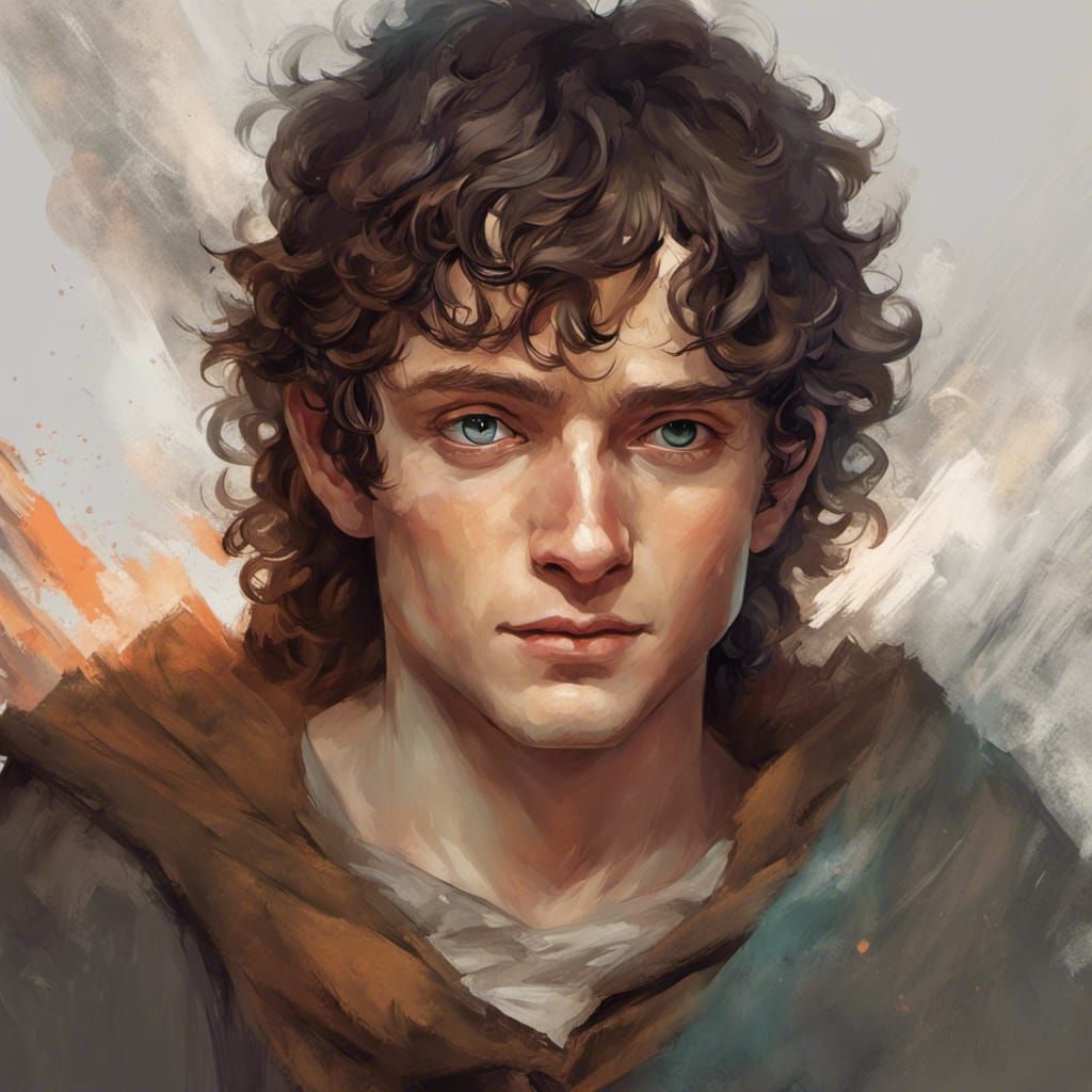 Frodo Baggins Portrait in Art Nouveau Style