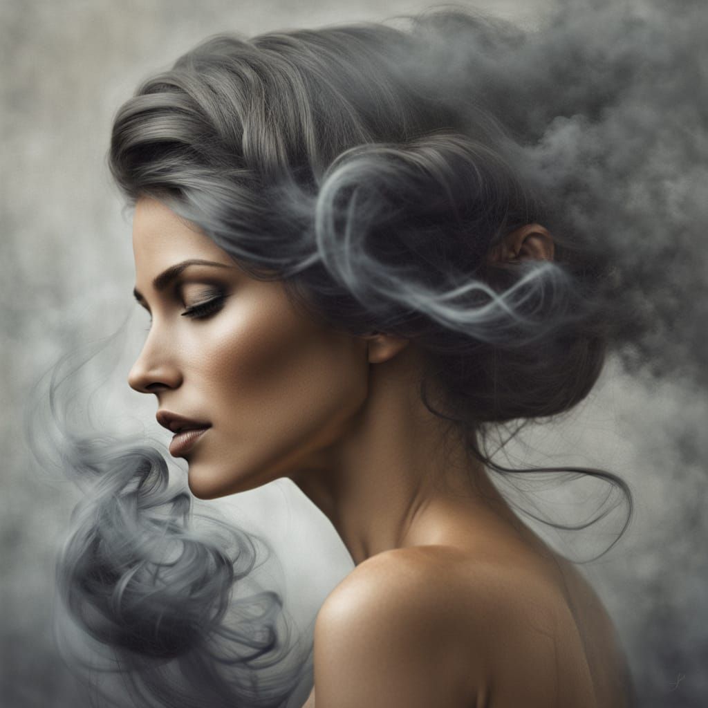 Velvet Hair Smoke Abstract Art