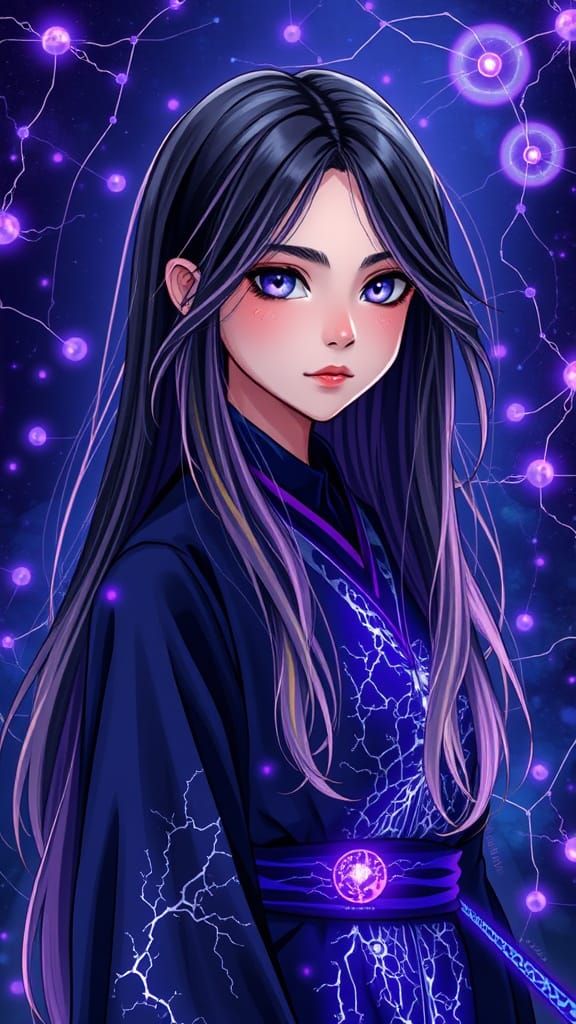 Mystical Psychic Girl in Nexus Realm, Digital Art