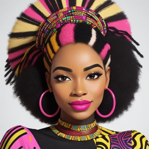 Abstract Portrait of African Woman in Bold Colors