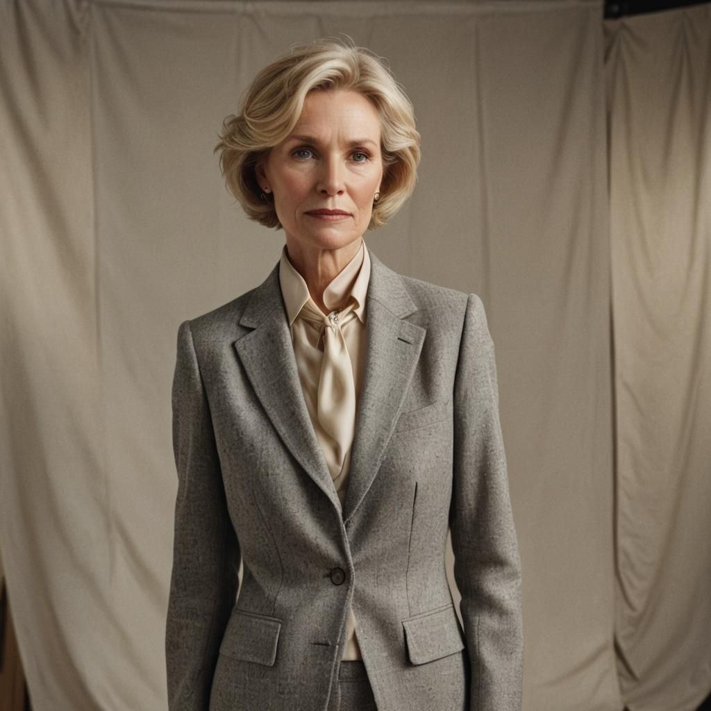 Confident Woman in Photo Studio, Hyper-Realistic Rendering