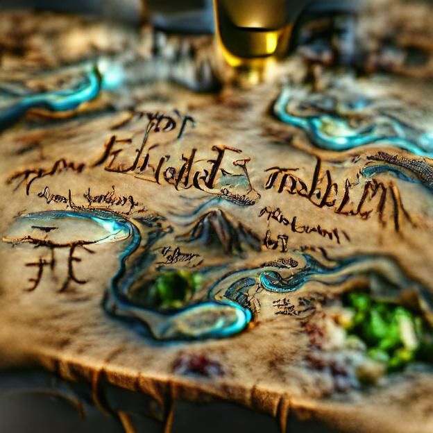Fantasy Map in Tolkien Style on Parchment