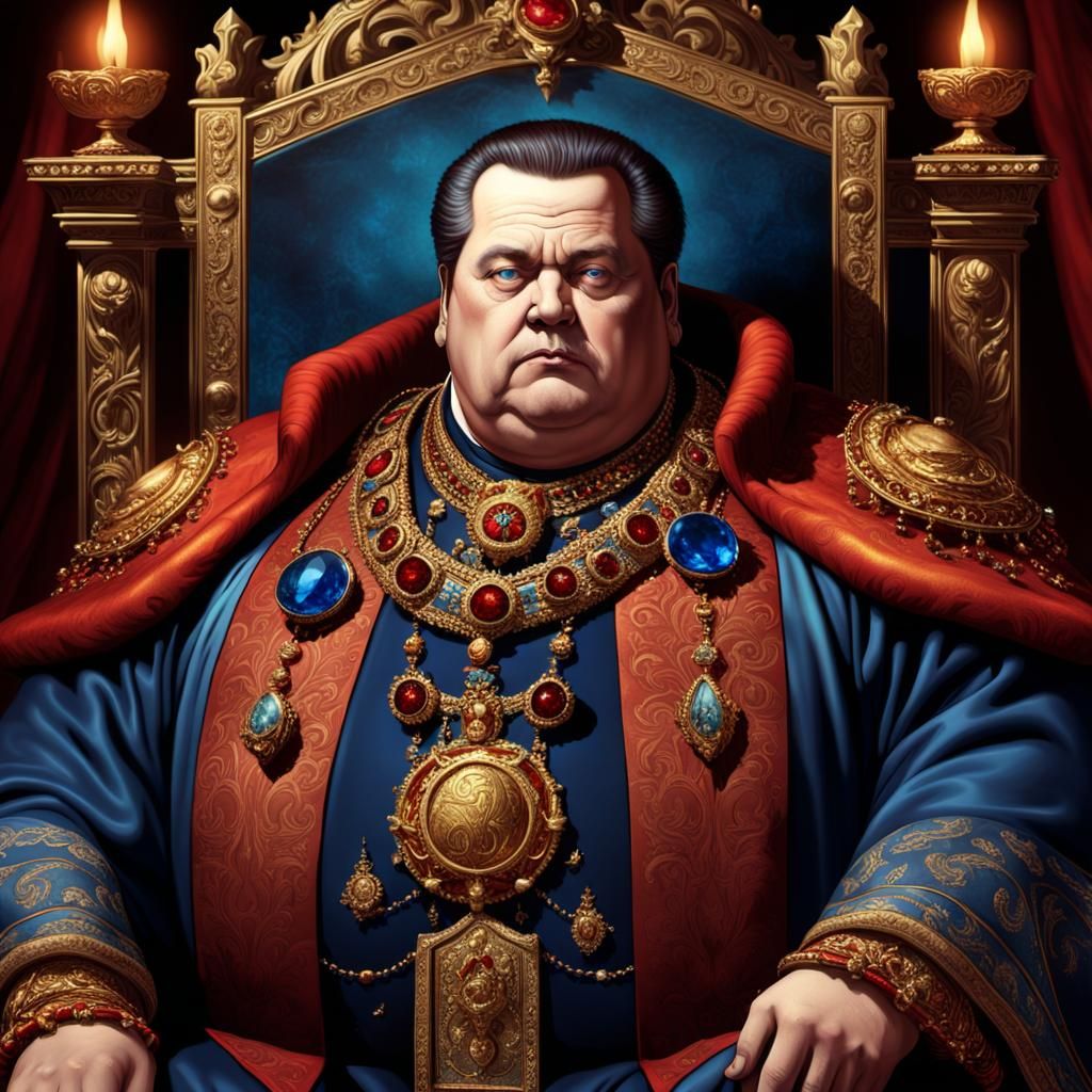 Opulent Noble on Throne: Dark Fantasy Concept Art