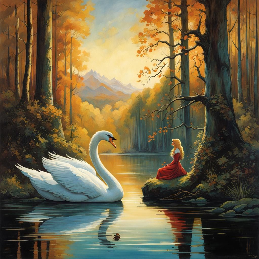 Thumbelina and the Swan