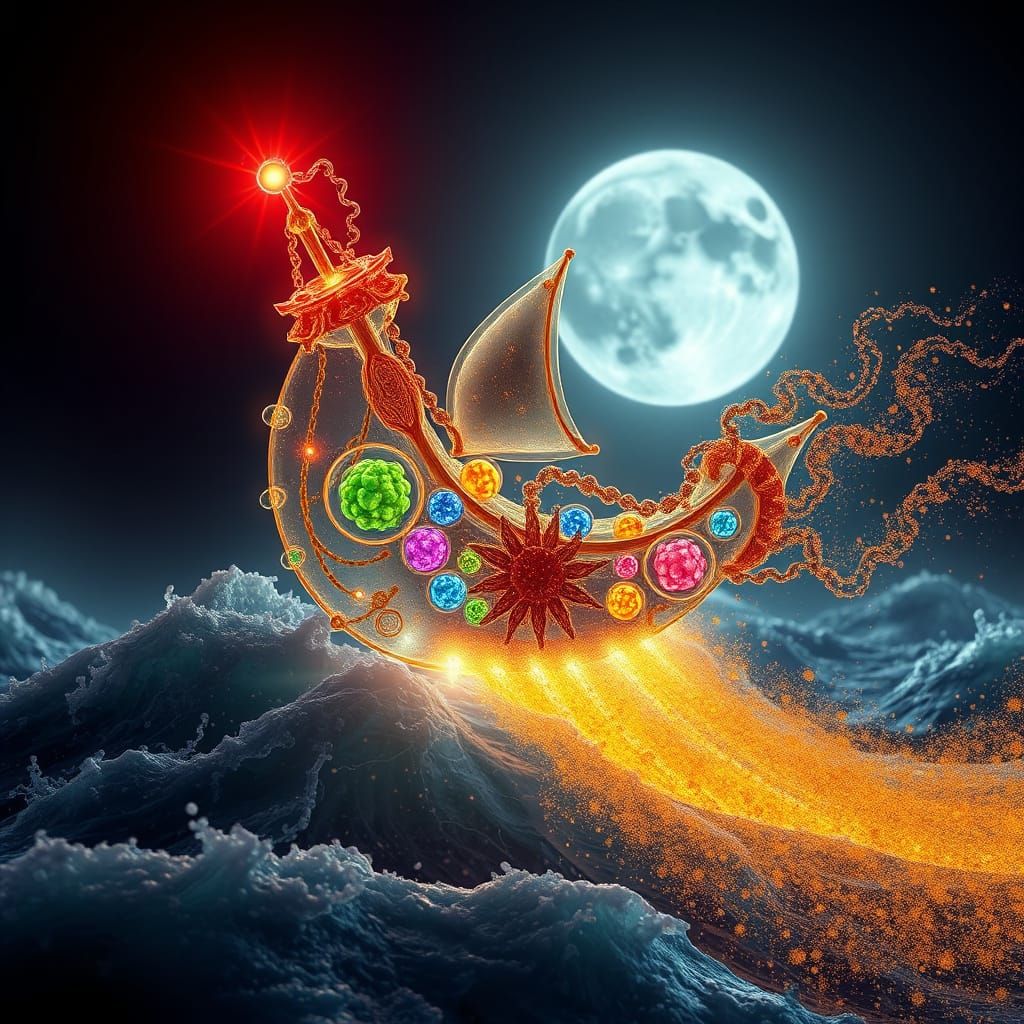 Ancient Bioluminescent Microscopic Ship-Like Bacterium