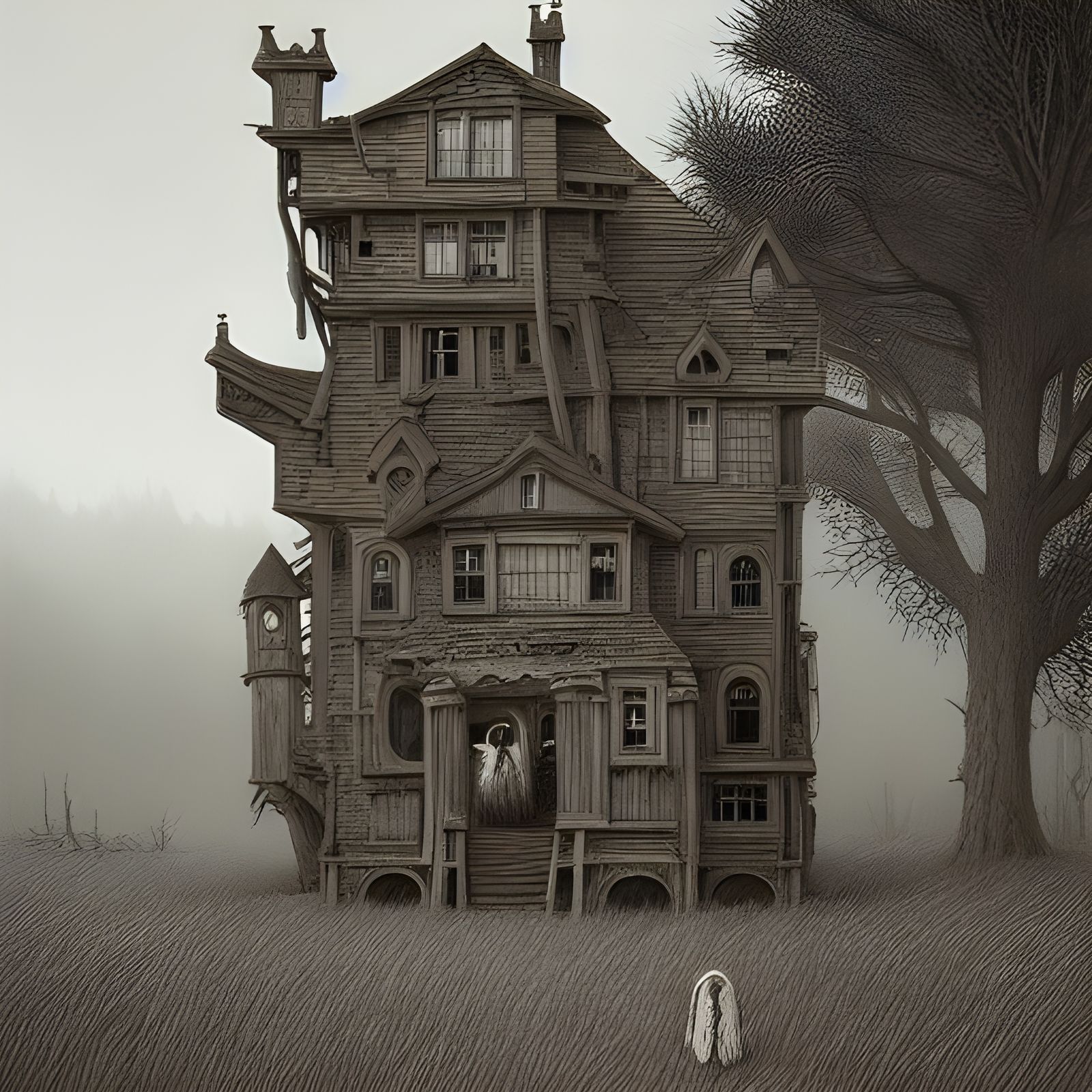 Creepy Ghosts and Ghouls in a Detailed Landscape