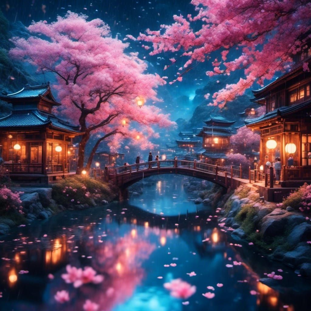 Kyoto Summer Night in Pastel Colors