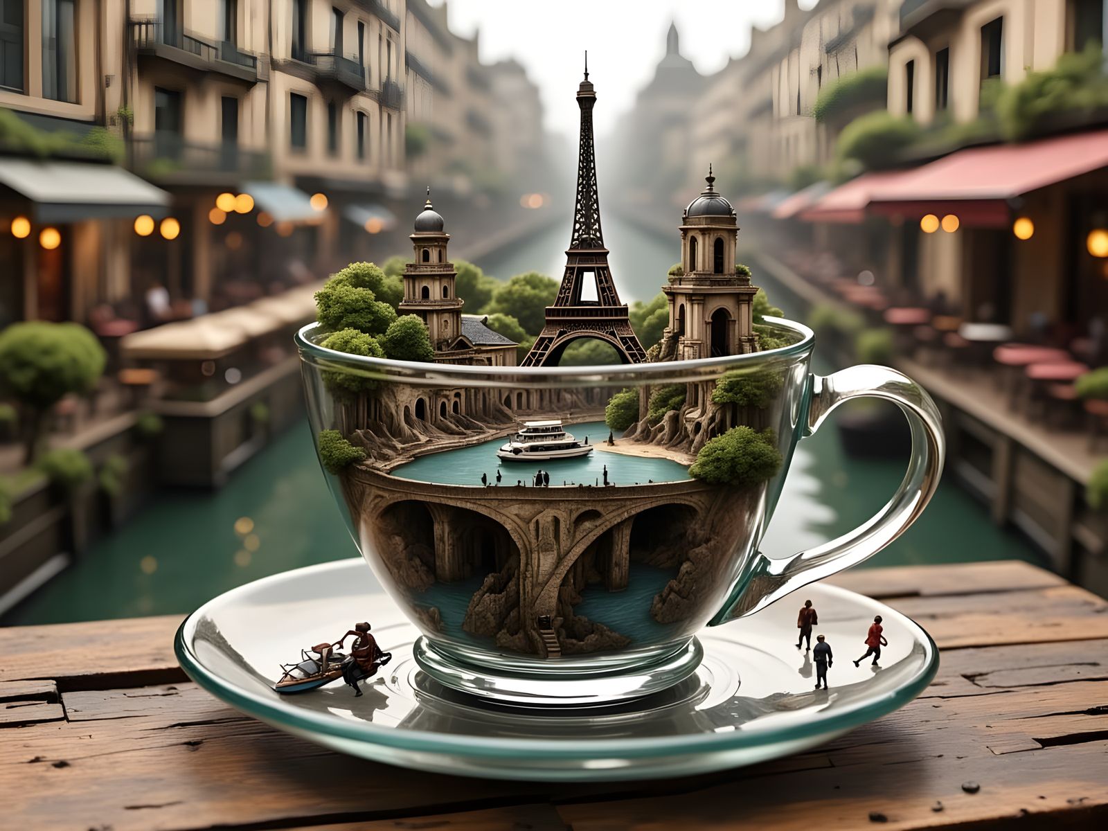 Whimsical Parisian Miniature in a Tea-Cup Ecosystem