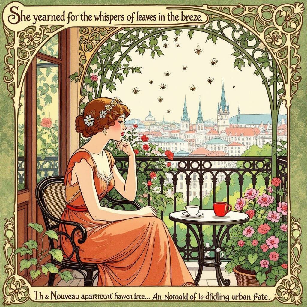 Art Nouveau Garden Haven in Urban Setting
