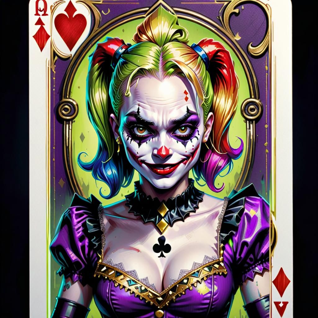 Harley Quinn as Joker in Playing Card Art