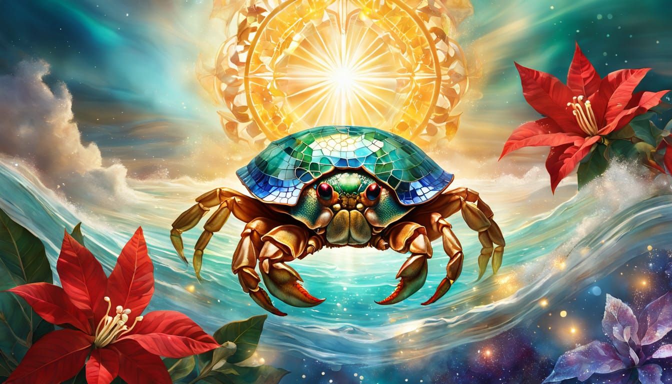 Majestic Christmas Hermit Crab in Vibrant, Ethereal Light