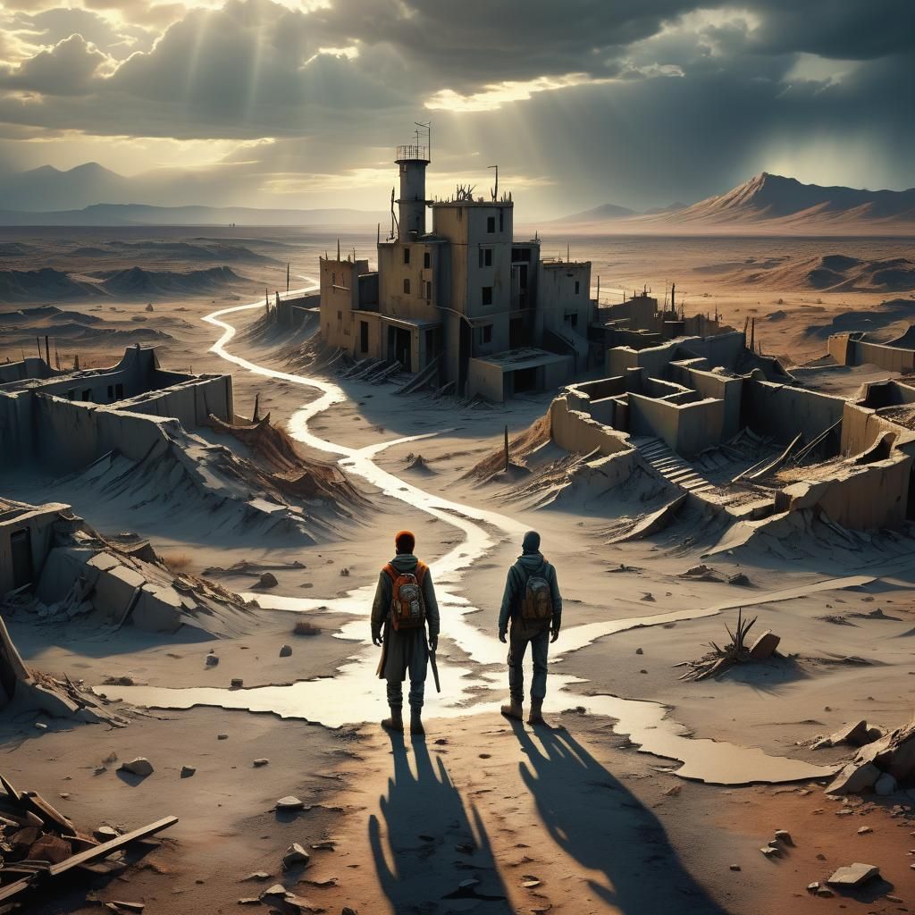 Post-Apocalyptic Survivor in M.C. Escher Style