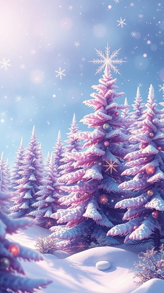 Fantastical Winter Wonderland with Cosmic Christmas Trees