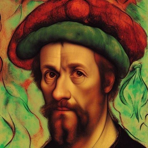 Portrait Inspired by Holbein, Levitan and Chagall