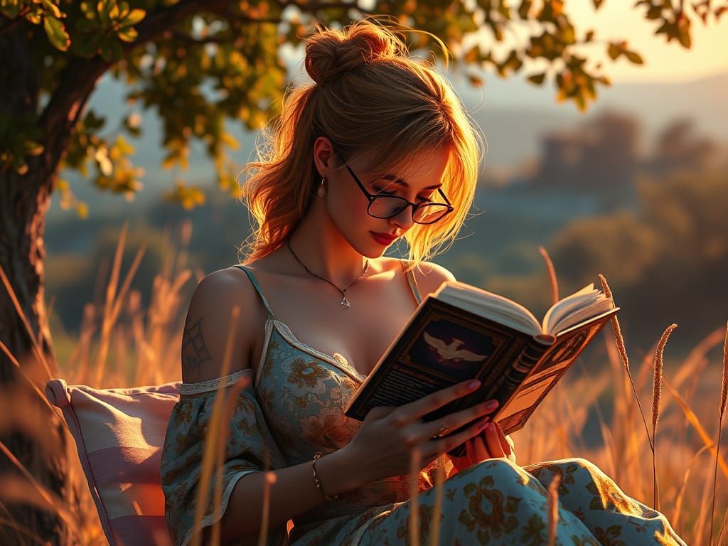 Charline Reads in Summer Countryside: Concept Art
