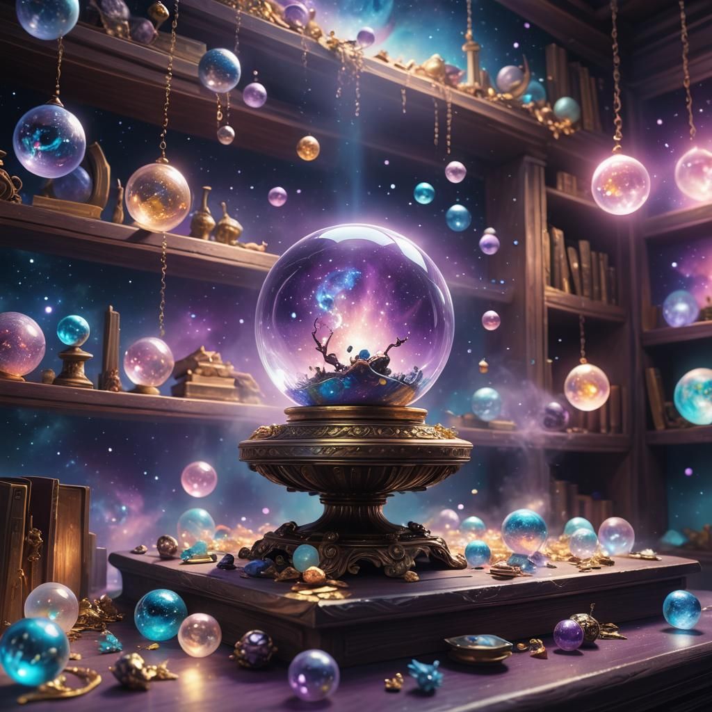 Orb and Treasure in Space: Surrealist Fantasy