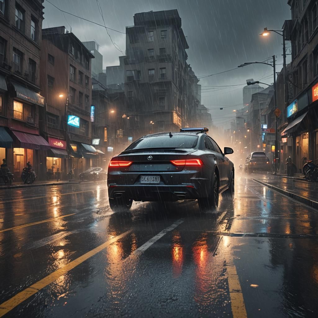 Rainy Road Trip: Detailed Matte Painting