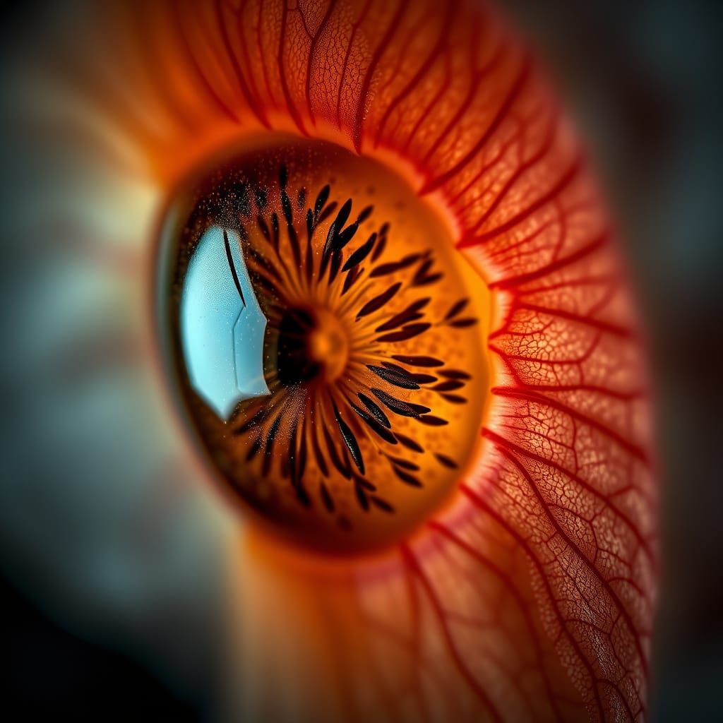 Hyperrealistic HDR Iris with Gold and Pink Petals